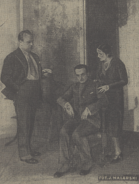 B. Samborski M. Gorczyńska, T. Wesołowski w sztuce Drugie imię miłości T. Nowy Warszawa (Kurier Czerwony 291, 1931)