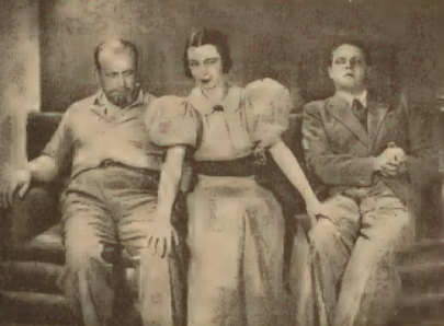 E. Dziewońska, B. Samborski, L. Krzemieński w sztuce Zazdrość i medycyna T. Ateneum Warszawa (Świat, nr 30, 1937)
