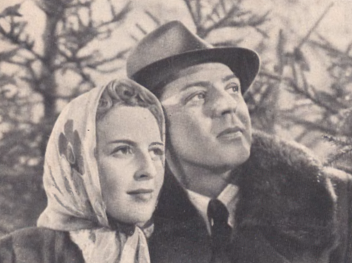 Elżbieta Barszczewska i Aleksander Żabczyński w scenie z filmu Trzy serca (Ilustracja Polska, nr 12, 1939)