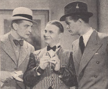 Franciszek Brodniewicz, Stanisław Sielański, Zbigniew Rakowiecki w scenie z filmu Papa się żeni (Ilustracja Polska nr 47, 1936)