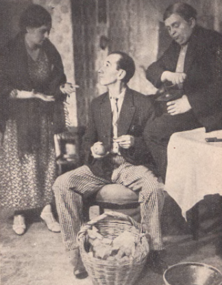 H. Chaniecka, S. Jaworski, K. Szubert w sztuce Muzyka na ulicy T. Polski Poznań (Ilustracja Polska nr 24, 1935)