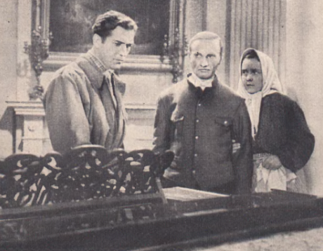 J. Pichelski, T. Białoszczyński, Z. Lindorfówna w scenie z filmu Trzy serca (Ilustracja Polska nr 12, 1939)