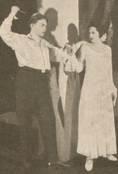 J. Warnecki (Romeo) J. Smosarska (Julia) w sztuce Kochankowie z Werony T. Nowy Warszawa (Świat, nr 14, 1930)