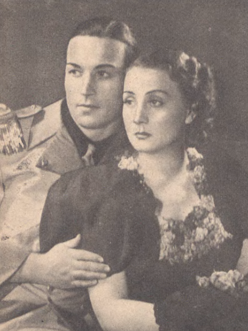 Lucyna Szczepańska i Jerzy Olgierd w operetce Gaby T. 8.15 Warszawa (Ilustracja Polska nr 50, 1936)