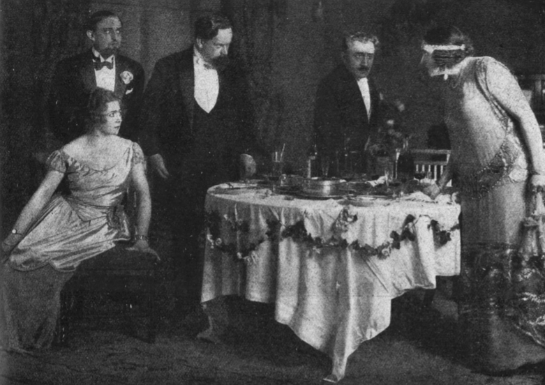 M. Ćwiklińska, W. Bieganski, A. Zelwerowicz, K. Justjan, L. Pancewicz w sztuce Wiera Mircewa T. Polski Warszawa 1923 (Ekran i scena nr 1, 1923)
