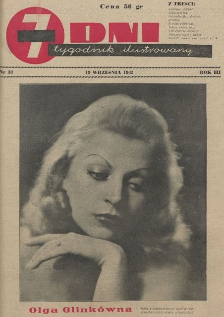 Olga Glinkówna (7 dni, tygodnik ilustrowany nr 38, 19.08. 1942)