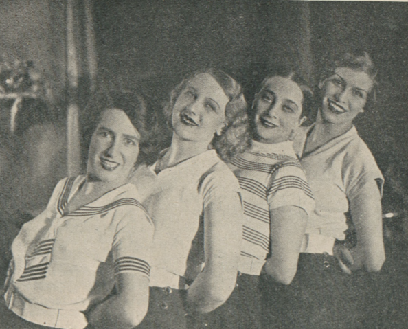 S. Jarkowska, A. Żeliska, A. Konopkowa, L. Żelichowska w sztuce Migo T. Nowy Warszawa (Świat, nr 23, 1934)