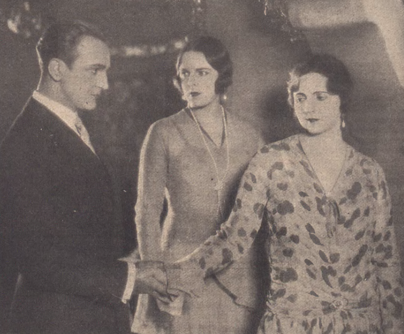 T. Wesołowski, Z. Batycka, J. Smosarska w scenie z filmu Grzeszna miłość (Wielkopolska ilustracja nr 13, 1930)