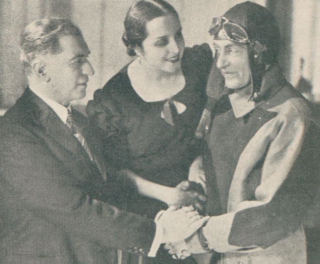 W. Brydziński, M. Gorczyńska, J. Warnecki w sztuce Zalotnicy niebiescy T. Mały Warszawa (Świat, nr 1, 1934)
