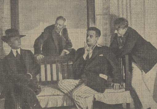 W. Gawlikowski, J. Węgrzyn, L. Solski, J. Kurnakowicz w sztuce Pan Baltazar T. Narodowy Warszawa (Kurier Czerwony 286, 1931)