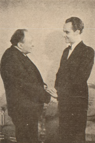 Z. Sawan i J.A. Hertz autor sztuki Jastrząb wśród gołębi (Świat, nr 15, 1938)