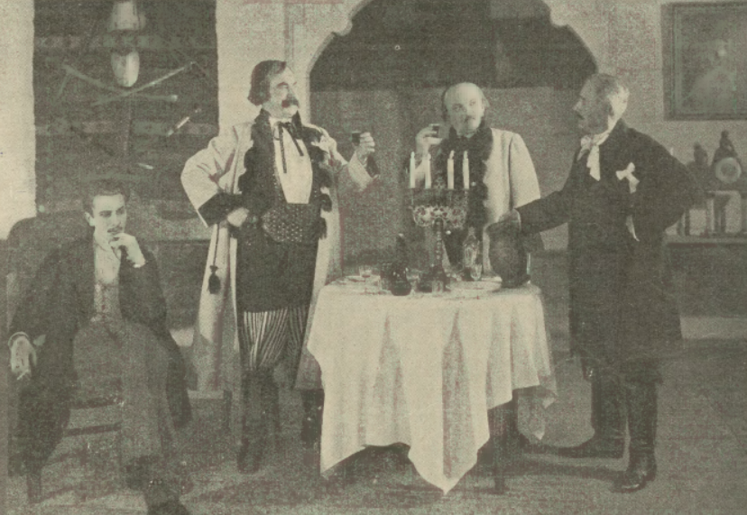 Z. Ziembiński, F. Dominiak, M. Myszkiewicz, L. Solski w sztuce Wesele T. Narodowy Warszawa (Świat, nr 49, 1932)