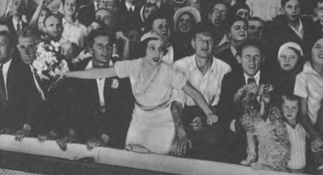 Zula Pogorzelska w scenie z filmu 100 metrów miłości (Tęcza nr 2, 1933)