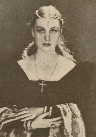 Nina Andrycz jako Lucia Borgia w sztuce Cezar i człowiek (T.Polski Warszawa1937)