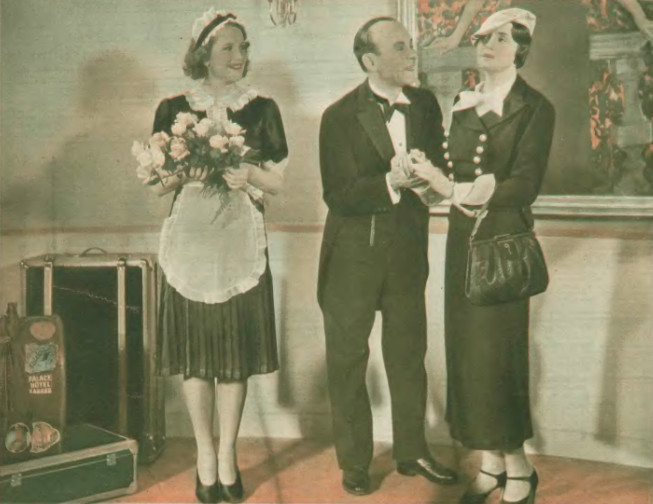 Maria Gorczyńska Tola Mankiewiczówna Michał Znicz w jednej ze scen filmu Co mój mąż robi w nocy ? (1934)