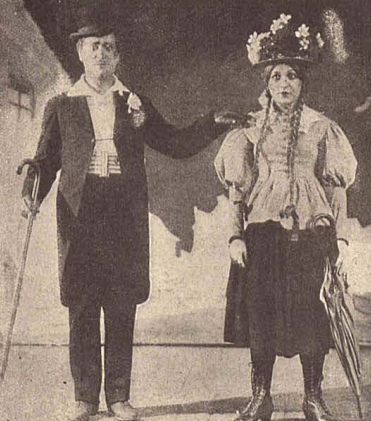 Aleksander Olędzki i Mira Zimińska w skeczu Julcia (t. Qui Pro Quo 1926)