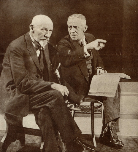 Ludwik Solski i Stanisław Przybyszewski (autor) na próbie spektaklu pt. Mściciel ( T. Narodowy Warszawa 1927 )