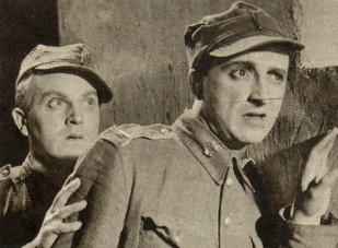 Stanisław Jaśkiewicz i Mieczysław Węgrzyn w scenie z filmu Płomienne serca 1937