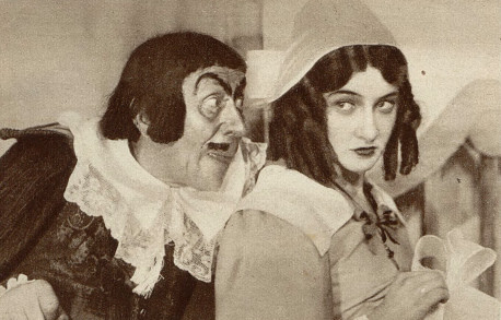  Ludwik Solski jako Arnold  i Jadwiga Zaklicka jako Anusia w  sztuce Szkoła żon - Moliera ( T. Narodowy Warszawa 1927 )