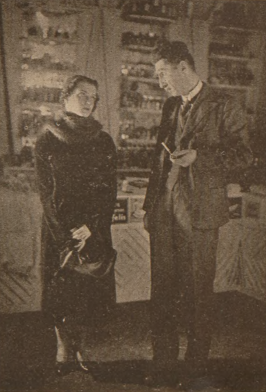 I. Szabelakówna i H. Modrzewski w sztuce W perfumerii T. Malickiej Warszawa (Świat, nr 29, 1938)