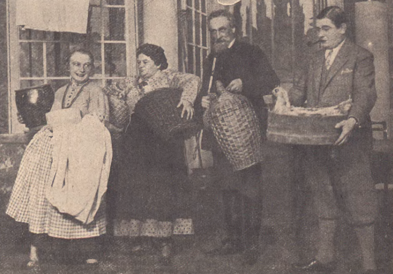 L. Bracka, Z. Wierzejska, K. Przystański, T. Chmielewski w sztuce Miłość czy pięść T. Polski Poznań (Wielkopolska Ilustracja, nr 9, 1929)