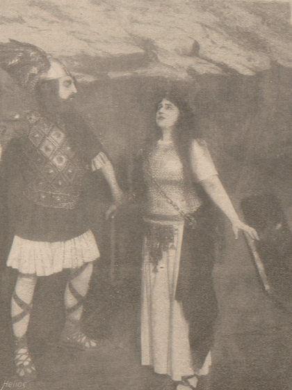 M. Palewicz (Wotan) H. Zboińska-Ruszkowska (Brunchilda) w operze Walkirje Opera Warszawska 1920 (Świat 1920 nr 13)